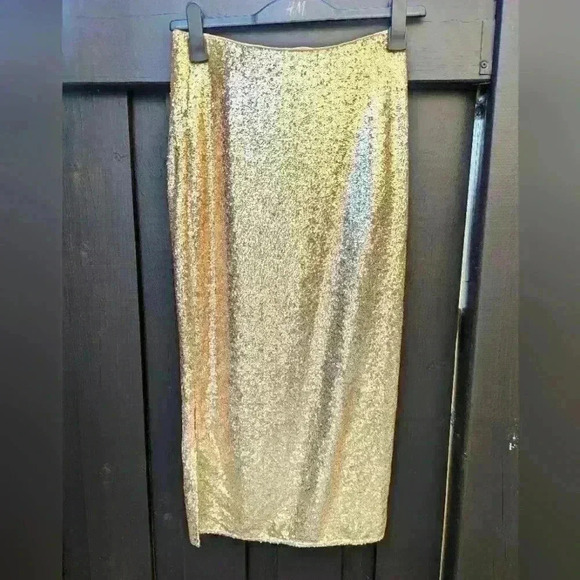 H&M Holiday Dazzling Gold Sequined Skirt - size XS BNWOT - Picture 3 of 5